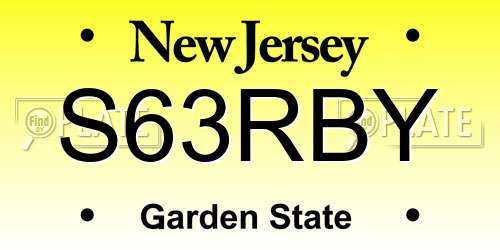 S63RBY New Jersey License Plate