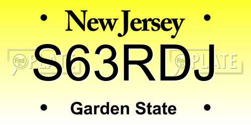 S63RDJ New Jersey License Plate