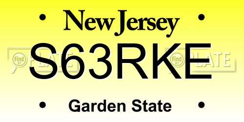 S63RKE New Jersey License Plate