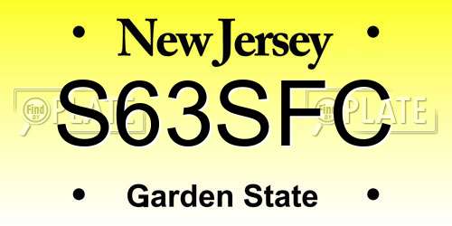 S63SFC New Jersey License Plate