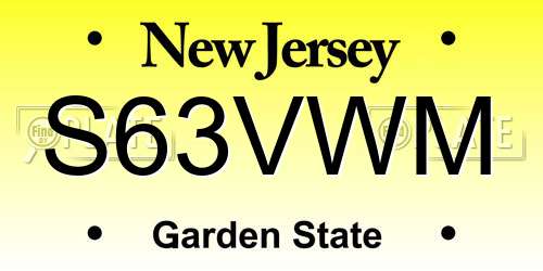 S63VWM New Jersey License Plate