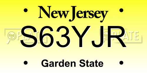 S63YJR New Jersey License Plate
