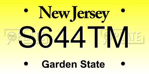 S644TM New Jersey License Plate