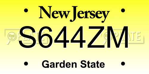 S644ZM New Jersey License Plate