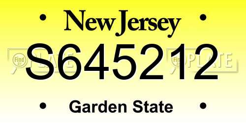 S645212 New Jersey License Plate