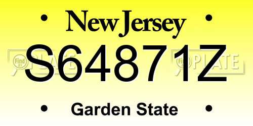 S64871Z New Jersey License Plate