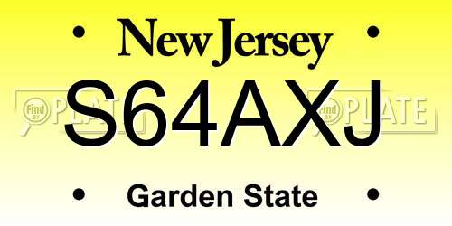 S64AXJ New Jersey License Plate