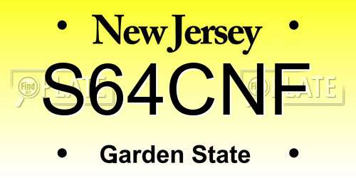 S64CNF New Jersey License Plate