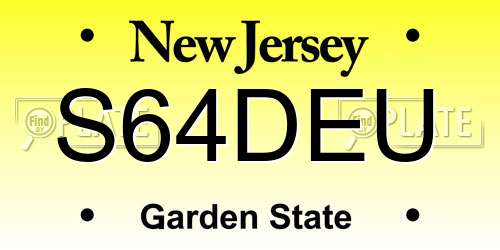 S64DEU New Jersey License Plate