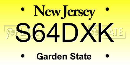 S64DXK New Jersey License Plate