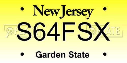 S64FSX New Jersey License Plate