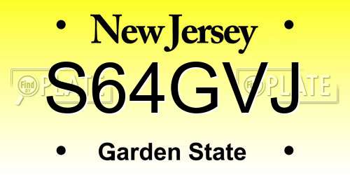 S64GVJ New Jersey License Plate