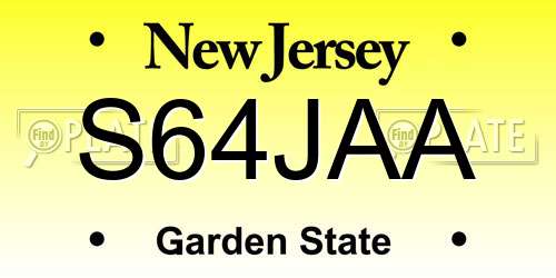 S64JAA New Jersey License Plate