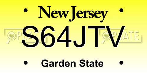 S64JTV New Jersey License Plate
