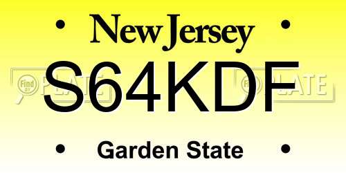 S64KDF New Jersey License Plate
