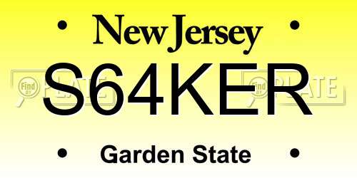 S64KER New Jersey License Plate