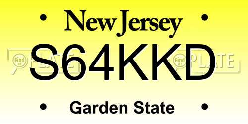 S64KKD New Jersey License Plate