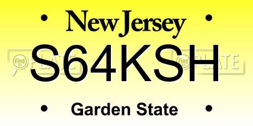 S64KSH New Jersey License Plate