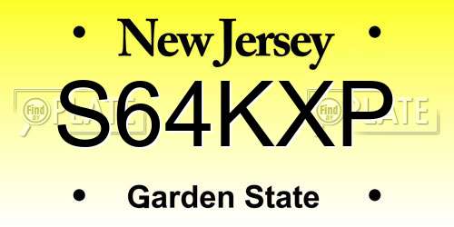 S64KXP New Jersey License Plate