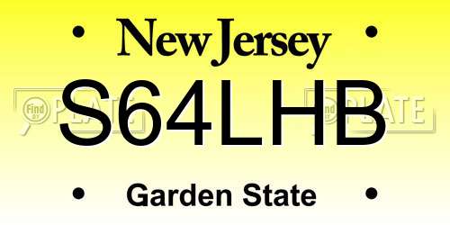 S64LHB New Jersey License Plate