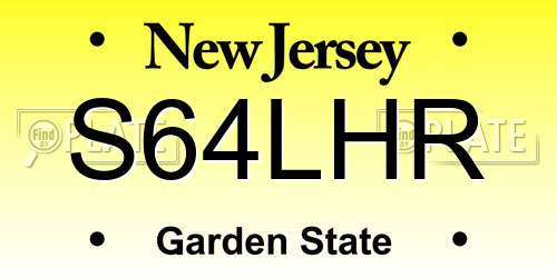 S64LHR New Jersey License Plate