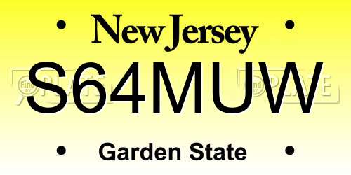 S64MUW New Jersey License Plate