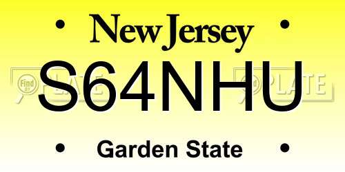 S64NHU New Jersey License Plate