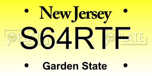 S64RTF New Jersey License Plate