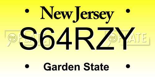 S64RZY New Jersey License Plate