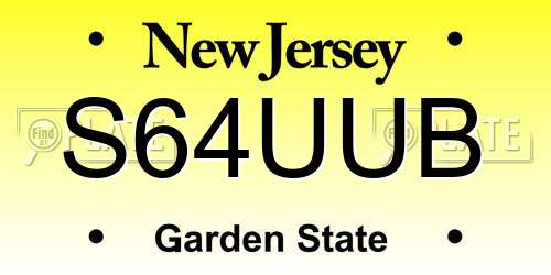 S64UUB New Jersey License Plate