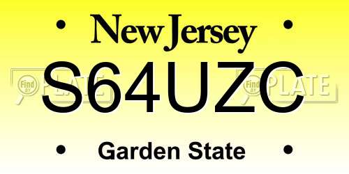 S64UZC New Jersey License Plate
