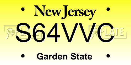 S64VVC New Jersey License Plate