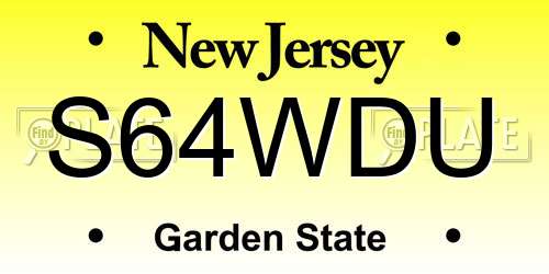 S64WDU New Jersey License Plate