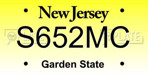 S652MC New Jersey License Plate