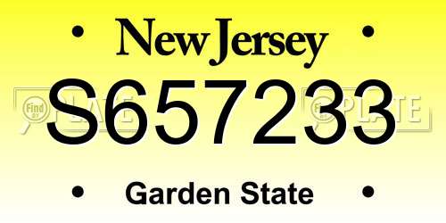 S657233 New Jersey License Plate