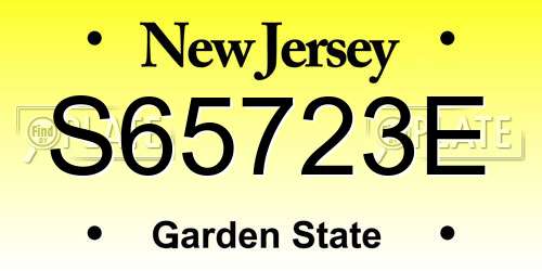S65723E New Jersey License Plate