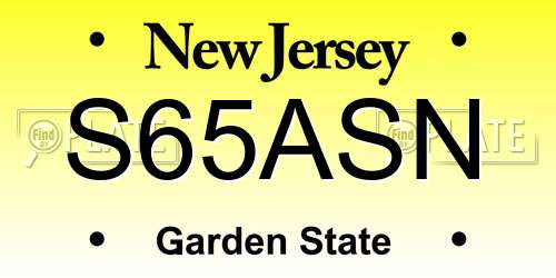S65ASN New Jersey License Plate