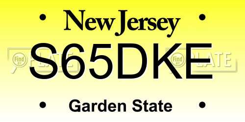 S65DKE New Jersey License Plate