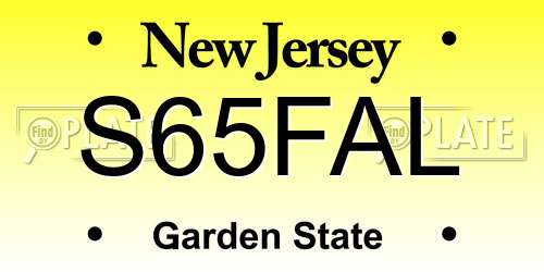 S65FAL New Jersey License Plate