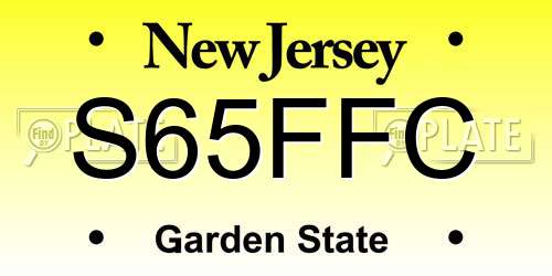 S65FFC New Jersey License Plate