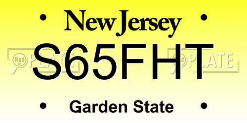S65FHT New Jersey License Plate