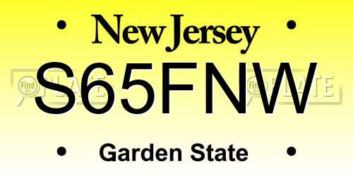S65FNW New Jersey License Plate
