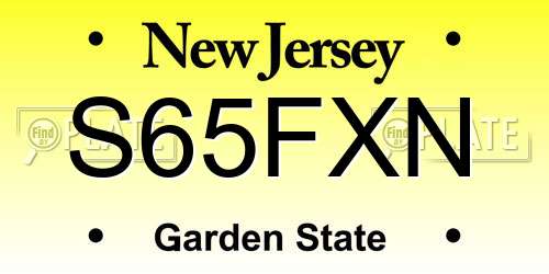S65FXN New Jersey License Plate