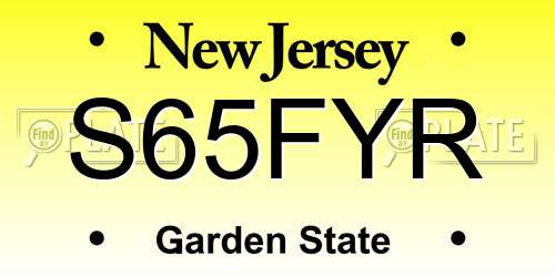 S65FYR New Jersey License Plate