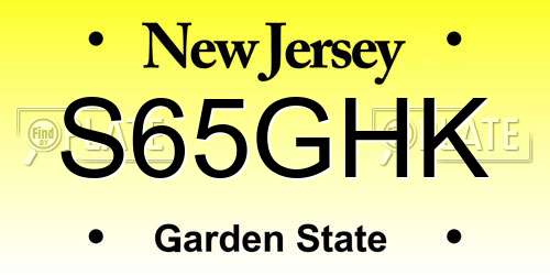 S65GHK New Jersey License Plate