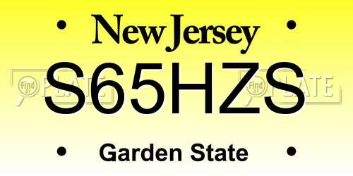 S65HZS New Jersey License Plate