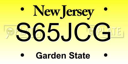 S65JCG New Jersey License Plate