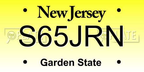 S65JRN New Jersey License Plate