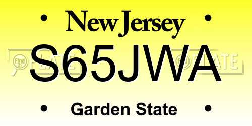 S65JWA New Jersey License Plate