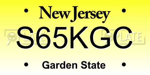 S65KGC New Jersey License Plate